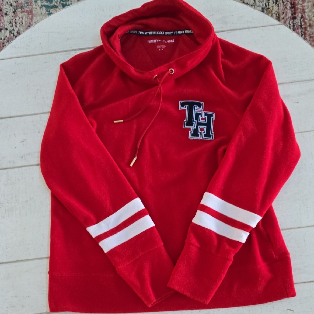 Tommy Hilfiger Red Cowl Neck with White Stripes